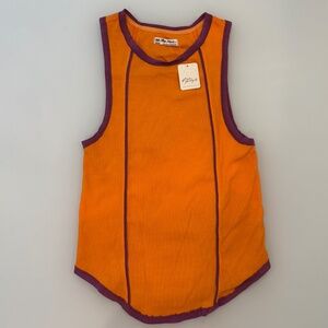 Free People - We The Free Orange & Purple Ribbed Tank Top NWT, Size M